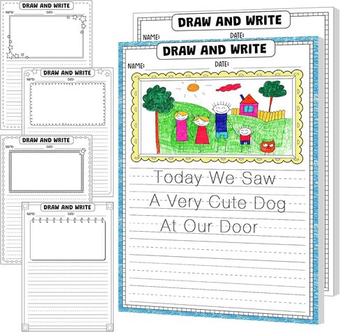 Motiskyy 100 Sheets Kindergarten Draw and Write Paper with Picture Space and Lines for Kids Abc 8.3 x 11.7 Inches Story Paper Bulk for Handwriting Practice Primary Creating Write Beginner School in Kuwait