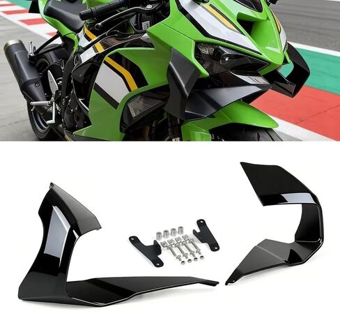 Motorcycle Front Winglet Spoiler Fit for Kawasaki ZX6R zx6r ZX-6R 2024 2025 2026 Side Fairing Aerodynamic Wing Side Spoiler Kit (Carbon Fiber Pattern) in Kuwait