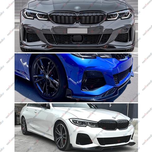 الشفة الأمامية متوافقة مع BMW G20 330e 330i M340i M-Sport 3-Series 2019-2022، MP Style Bumper Air Dam Lower Chin Spoiler Splitter، جسم الحماية (أسود لامع) in Kuwait