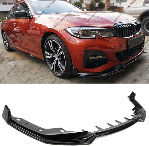الشفة الأمامية متوافقة مع BMW G20 330e 330i M340i M-Sport 3-Series 2019-2022، MP Style Bumper Air Dam Lower Chin Spoiler Splitter، جسم الحماية (أسود لامع) in Kuwait