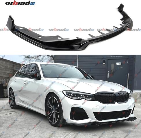 الشفة الأمامية متوافقة مع BMW G20 330e 330i M340i M-Sport 3-Series 2019-2022، MP Style Bumper Air Dam Lower Chin Spoiler Splitter، جسم الحماية (أسود لامع) in Kuwait