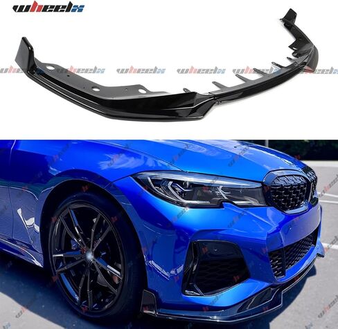 الشفة الأمامية متوافقة مع BMW G20 330e 330i M340i M-Sport 3-Series 2019-2022، MP Style Bumper Air Dam Lower Chin Spoiler Splitter، جسم الحماية (أسود لامع) in Kuwait