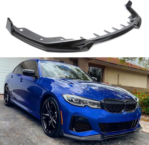 الشفة الأمامية متوافقة مع BMW G20 330e 330i M340i M-Sport 3-Series 2019-2022، MP Style Bumper Air Dam Lower Chin Spoiler Splitter، جسم الحماية (أسود لامع) in Kuwait