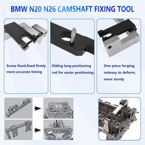 ZKTOOL 16 قطعة محرك عمود الحدبات توقيت قفل مجموعة أدوات مناسبة لمحرك BMW N20 N26، مع حامل دولاب الموازنة و7676 طقم إصلاح ختم الزيت أداة إزالة حاقن الوقود، مجموعة أدوات توقيت قفل محاذاة المحرك in Kuwait
