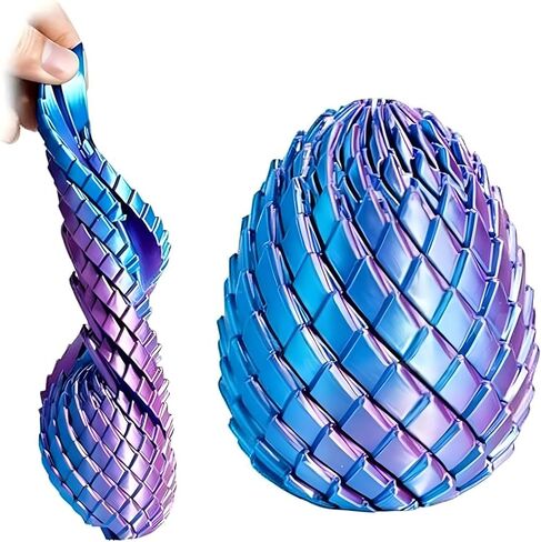 3D Printed Twisty Fidget Dragon Egg, Dragon Eggs Turn to Dragon Tails, Spiral Egg Fidget Toys, Stress Relief Desk Fidget Toy for Adults,3D Printer Animals Fidget Toys for Boys and Girls (Purple-green) in Kuwait
