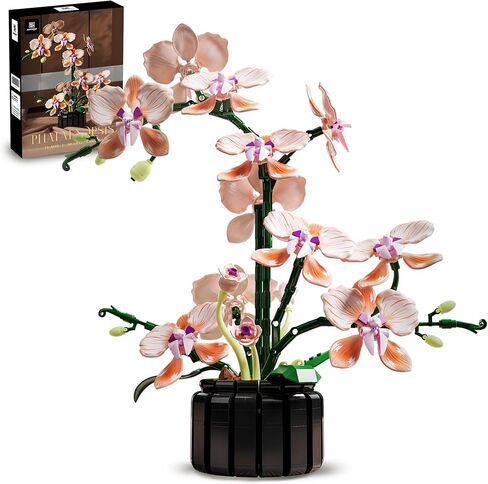 Orchid Building Sets Artificial Flowers Plant Gifts Her Adults Girls Botanical Collection for Home Kitchen Desk Decor in Saudi Arabia