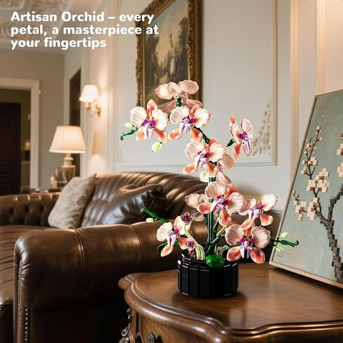 Orchid Building Sets Artificial Flowers Plant Gifts Her Adults Girls Botanical Collection for Home Kitchen Desk Decor in Saudi Arabia
