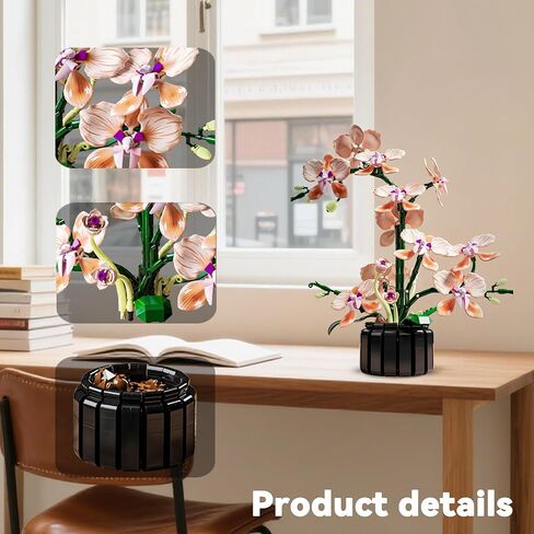Orchid Building Sets Artificial Flowers Plant Gifts Her Adults Girls Botanical Collection for Home Kitchen Desk Decor in Saudi Arabia