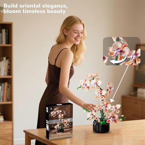 Orchid Building Sets Artificial Flowers Plant Gifts Her Adults Girls Botanical Collection for Home Kitchen Desk Decor in Saudi Arabia