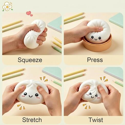 Dumpling Squeeze – Soft TPR Squeeze, Slow Rising Stress Relieving Fidget Gift, Bao Bun Desk Decoration, Handheld Relaxation for Office Home（Green） in Saudi Arabia