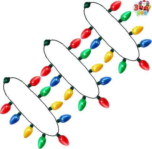 JOYIN 3 حزم عيد الميلاد قلادة LED تضيء القلائد 9 لمبات LED عطلة حفلة لصالح زي الملحقات لعيد الميلاد عيد الميلاد لصالح حفلة العرض in Kuwait