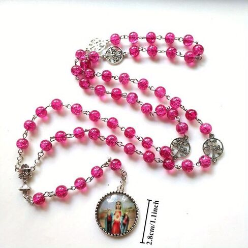 Vintage Virgin Pendant Rosary Necklace Long Catholic Cross Religious Pray Jewelry in Kuwait