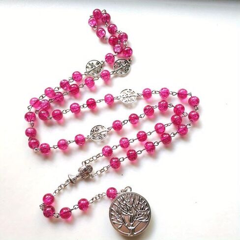 Vintage Virgin Pendant Rosary Necklace Long Catholic Cross Religious Pray Jewelry in Kuwait