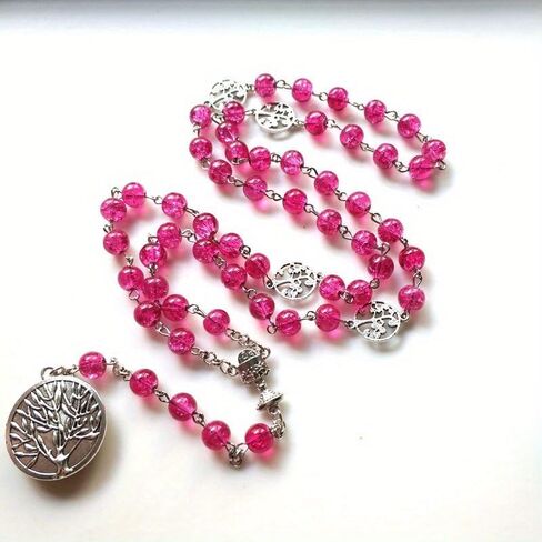 Vintage Virgin Pendant Rosary Necklace Long Catholic Cross Religious Pray Jewelry in Kuwait
