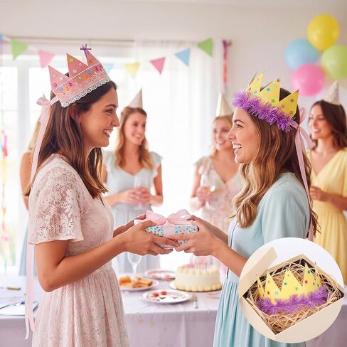 100 Pcs Pastel Paper Crowns DIY Princess Crowns Birthday King Crown Craft paper Hats with Jewels Gem Stickers Kit Feather Ribbon for Women School Classroom Party Decorations in Kuwait
