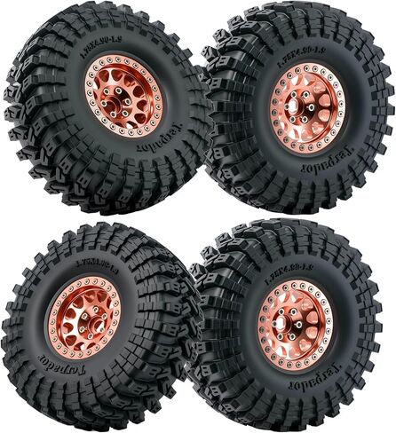 4 قطع 1.9 بوصة Beadlock إطارات من الألومنيوم والأسود مجموعة عجلات لـ 1/10 TRX4 SCX10 D90 RC ترقية عجلة الزاحف (الحافة: النحاس) in Kuwait