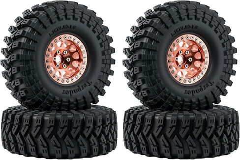 4 قطع 1.9 بوصة Beadlock إطارات من الألومنيوم والأسود مجموعة عجلات لـ 1/10 TRX4 SCX10 D90 RC ترقية عجلة الزاحف (الحافة: النحاس) in Kuwait