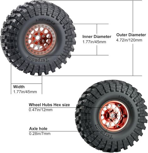 4 قطع 1.9 بوصة Beadlock إطارات من الألومنيوم والأسود مجموعة عجلات لـ 1/10 TRX4 SCX10 D90 RC ترقية عجلة الزاحف (الحافة: النحاس) in Kuwait