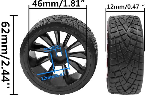 إطارات بلاستيكية صلبة 1/10 RC Drift وإطارات عجلة محورية سداسية 12 مم متوافقة مع Traxxas HSP Tamiya Kyosho Himoto HPI Redcat MST 1/10 على الطريق RC Drifting Car (Style2) in Kuwait