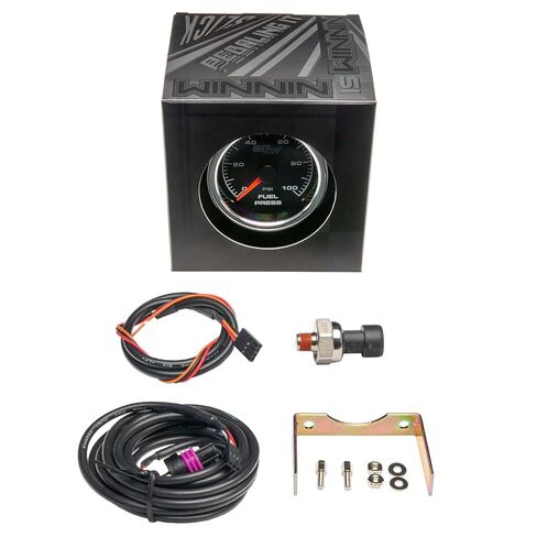 مجموعة قياس ضغط الوقود GlowShift 2-5/8 بوصة Racing 100 PSI - تتضمن مستشعرًا إلكترونيًا - قرص أسود - إضاءة خلفية LED بيضاء - لسيارات السباق - 65 مم in Kuwait