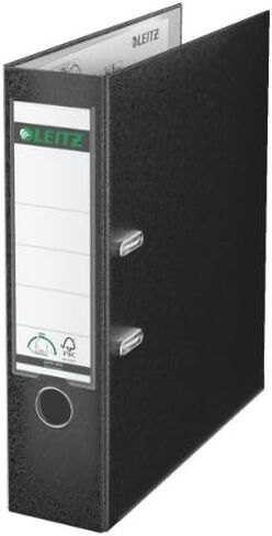 غطاء بلاستيكي عالي الجودة من Leitz 10105095، مقاس A4، عرض العمود الفقري 8 سم، أسود، عبوة من 4 قطع in Kuwait