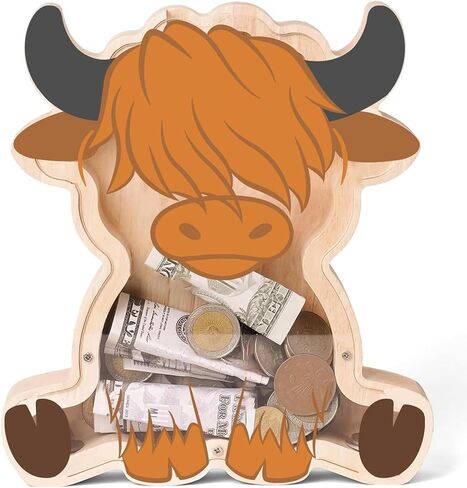 بنك أصبع خشبي للقطار للأطفال، بنك عملات معدنية غير قابل للكسر للأطفال، بنك أموال للأطفال الصغار للفتيات والأولاد، جرة عملات معدنية كبيرة لتوفير هدايا عيد الميلاد، ألعاب تعليمية، ديكور منزلي in Kuwait