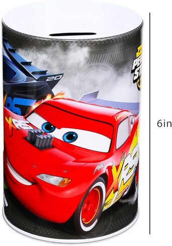 حزمة بنك العملات المعدنية من ديزني كارز للأطفال - تتضمن 3 علب تخزين فريدة من نوعها من نوع Lightning McQueen مقاس 6 بوصات بالإضافة إلى ملصقات، المزيد | بنك أموال سيارات ديزني in Kuwait
