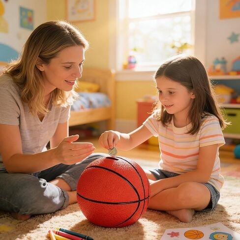 LANKIN Basketball Piggy Bank for Kids Shatterproof Money Bank for Boys and Girls Unbreakable PVC Coin Bank for Children Room Decor Birthday (Small Size) in Saudi Arabia