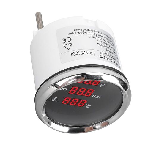 Jeffergarden Digital Oil Pressure Water Temp Gauge, 316L Stainless Steel, IP67 for Boat Yacht Motorcycle Truck (Black Dial Silver Bezel) in Saudi Arabia