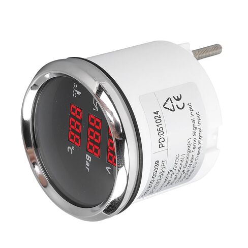 Jeffergarden Digital Oil Pressure Water Temp Gauge, 316L Stainless Steel, IP67 for Boat Yacht Motorcycle Truck (Black Dial Silver Bezel) in Saudi Arabia