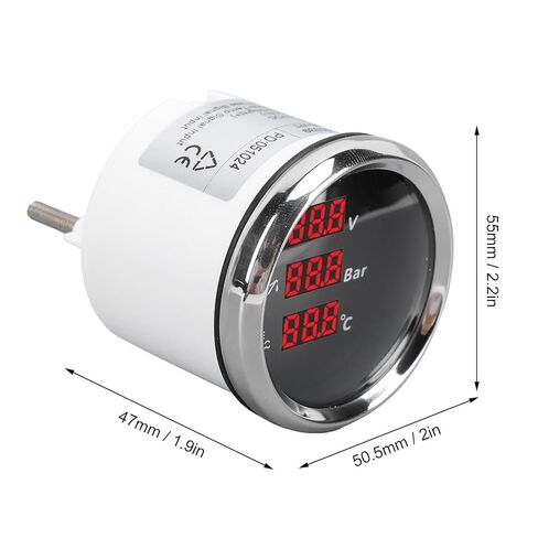 Jeffergarden Digital Oil Pressure Water Temp Gauge, 316L Stainless Steel, IP67 for Boat Yacht Motorcycle Truck (Black Dial Silver Bezel) in Saudi Arabia