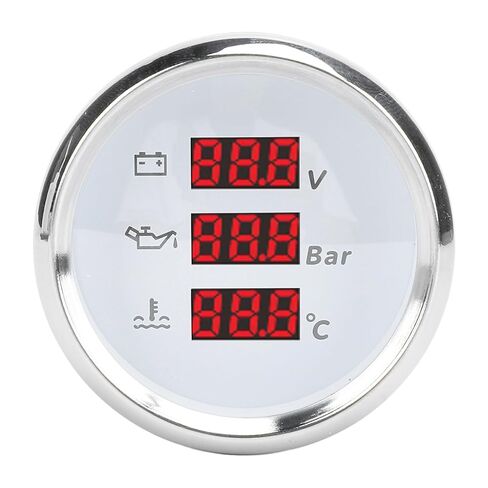 Jeffergarden Digital Oil Pressure Water Temp Gauge, 316L Stainless Steel, IP67 for Boat Yacht Motorcycle Truck (Black Dial Silver Bezel) in Saudi Arabia