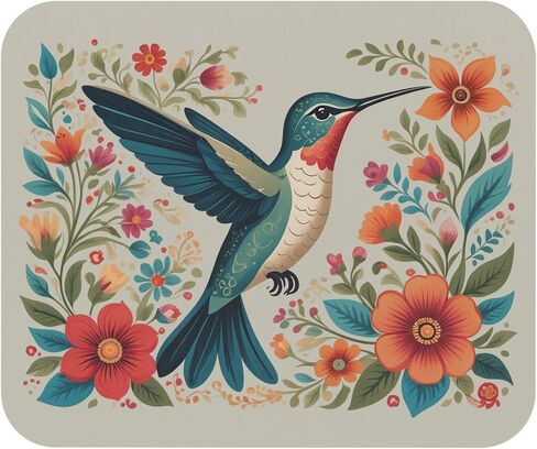 The Nerdy Birder Hummingbird in Bloom Mouse Pad Natural in Saudi Arabia