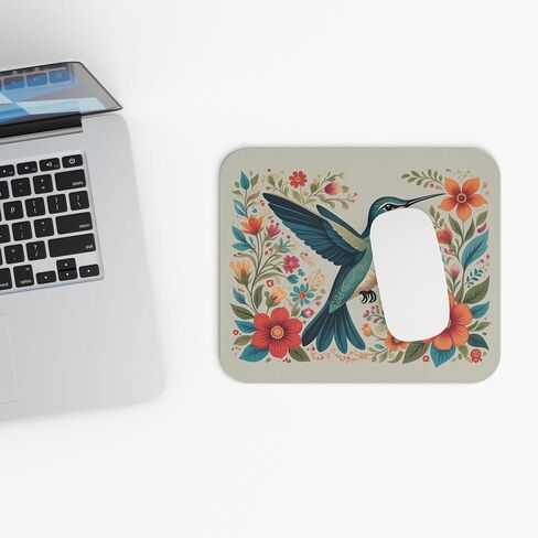 The Nerdy Birder Hummingbird in Bloom Mouse Pad Natural in Saudi Arabia