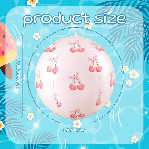 Soulchen 6 Pcs Beach Ball 10 Inch Pink Inflatable Beach Balls with Bow Cherry for Coquette Decorations for Swimming Pool Summer Party Outdoor Water Floats Party Supplies in Kuwait