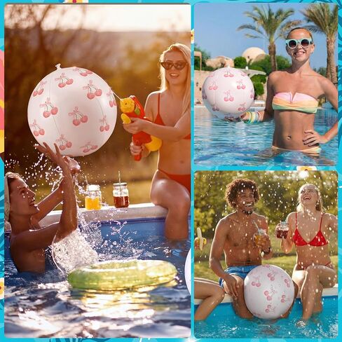 Soulchen 6 Pcs Beach Ball 10 Inch Pink Inflatable Beach Balls with Bow Cherry for Coquette Decorations for Swimming Pool Summer Party Outdoor Water Floats Party Supplies in Kuwait