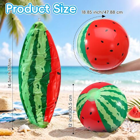 12 Pack 12'' Watermelon Beach Balls Bulk Inflatable Beach Ball Swimming Pool Toys for Summer Games Hawaiian Luau Tropical Theme Birthday Party Supplies Favors Decorations in Kuwait