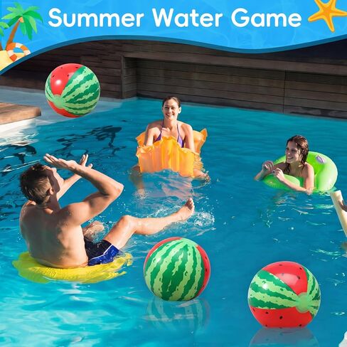 12 Pack 12'' Watermelon Beach Balls Bulk Inflatable Beach Ball Swimming Pool Toys for Summer Games Hawaiian Luau Tropical Theme Birthday Party Supplies Favors Decorations in Kuwait