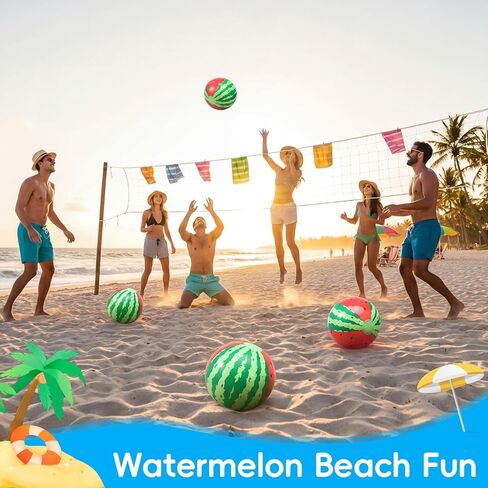12 Pack 12'' Watermelon Beach Balls Bulk Inflatable Beach Ball Swimming Pool Toys for Summer Games Hawaiian Luau Tropical Theme Birthday Party Supplies Favors Decorations in Kuwait