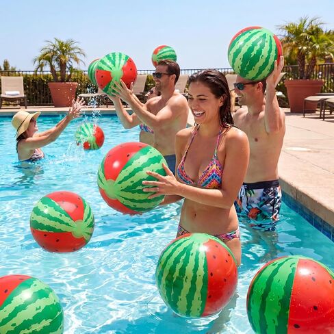 12 Pack 12'' Watermelon Beach Balls Bulk Inflatable Beach Ball Swimming Pool Toys for Summer Games Hawaiian Luau Tropical Theme Birthday Party Supplies Favors Decorations in Kuwait