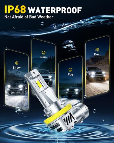 AUXITO H11 H9 H8 Light Bulbs, 50000LM 6500K Cool White, Plug and Play CANbus Ready No Flicker, Pack of 2 in Kuwait