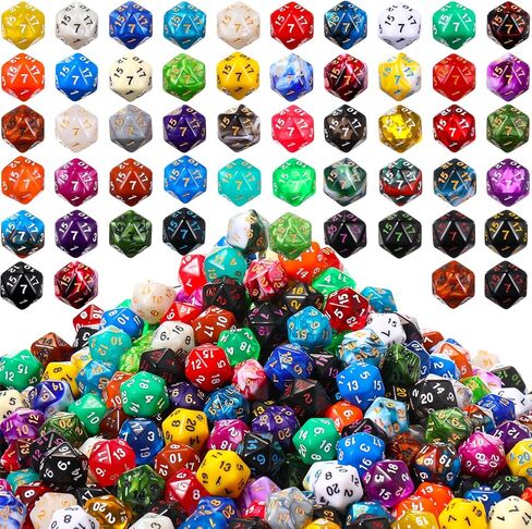 Skylety 500 Pcs 20 Sided Polyhedral Dice Sets Compatible with RPG MTG Tabletop Role Playing Table Games Multi Colored Assortment(20 Sided Style) in Kuwait
