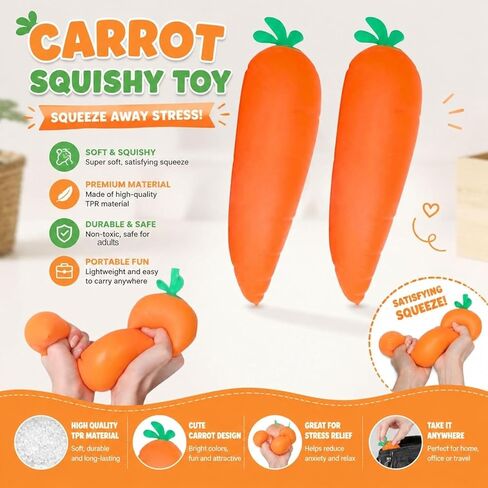 Carrot Squishy, Slow Rising Stress Relief, 2026 New Realistic Carrot Shaped Squeezes Balls, Soft Cute Fruit Anxiety Relief Dough Decompression Gift in Saudi Arabia