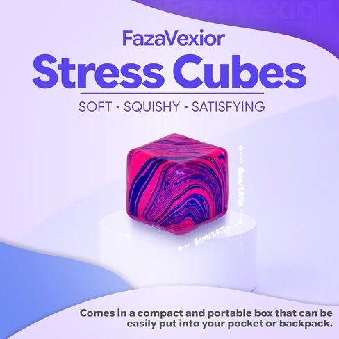 Swirl Maltose Squishy Stress Relief Toys, Marble Squeeze Ice Cube Fidget Toys, Slow Rising Sensory Stress Balls for Anxiety Relief, Durable TPR Calm Down Toys (1Pcs, BluePink, 1.97inch) in Saudi Arabia