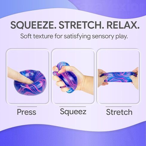 Swirl Maltose Squishy Stress Relief Toys, Marble Squeeze Ice Cube Fidget Toys, Slow Rising Sensory Stress Balls for Anxiety Relief, Durable TPR Calm Down Toys (1Pcs, BluePink, 1.97inch) in Saudi Arabia