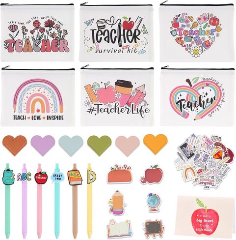 30Pcs Teacher Appreciation Gifts In Bulk With Makeup Bag Pen 50Pcs Stickers Sticky Notes Greeting Card Teacher Appreciation Gifts, Best End Of Year Teachers Gift For Women, Thank You Teachers Supplies in Kuwait