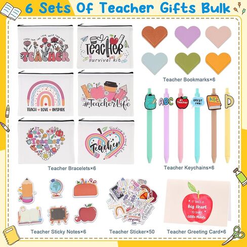 30Pcs Teacher Appreciation Gifts In Bulk With Makeup Bag Pen 50Pcs Stickers Sticky Notes Greeting Card Teacher Appreciation Gifts, Best End Of Year Teachers Gift For Women, Thank You Teachers Supplies in Kuwait