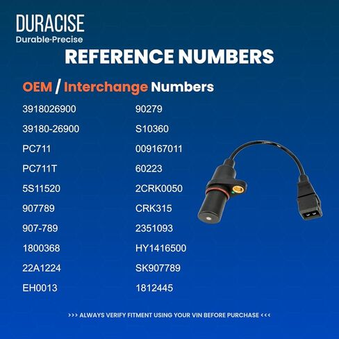 مستشعر موضع العمود المرفقي للمحرك من DURACISE متوافق مع 2006-2011 Hyundai Accent و2006-2011 Kia Rio وRio5 و2006-2010 Dodge Attitude | 1.6 لتر | استبدال # 39180-26900، PC711، 5S11520، 907789 in Kuwait