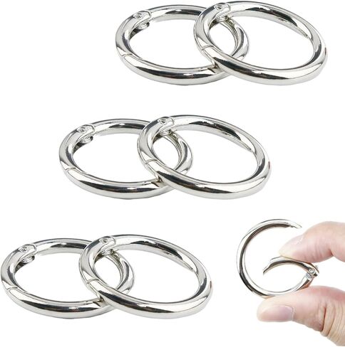 6Pcs Metal Buckle O-Ring Clip - 1 Inch Spring Round Buckle for Purse Straps, Keychains, Bags & Belts in Kuwait
