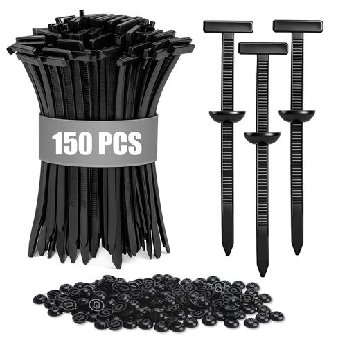 150 Pack Heavy Duty Nylon T-Style Cable Tie Buckle Push Pin Retainer Clips, Self-Locking Automotive Plastic Rivet Fasteners for Fender Liner, Bumper, Splash Shield & Trim, Universal Fit in Saudi Arabia